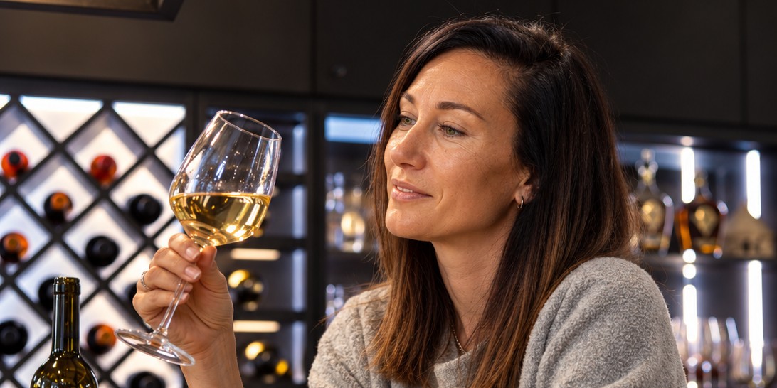Julija Kanižaj in the wine cellar at Family & Wine House KANIZSAY in Varaždinske Toplice.