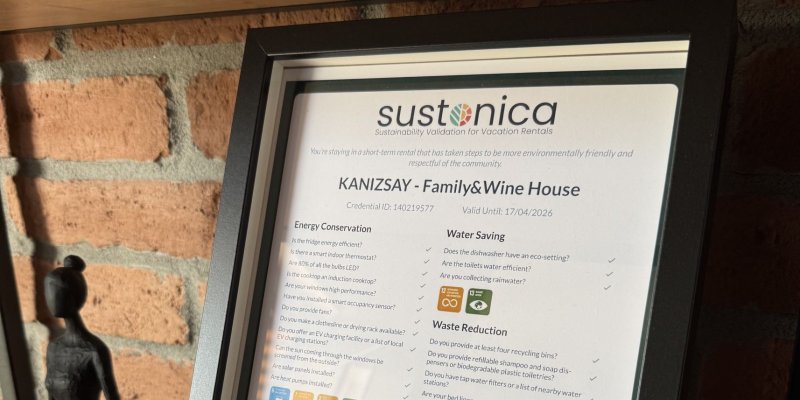 KANIZSAY Sustonica Certificate for sustainable stays